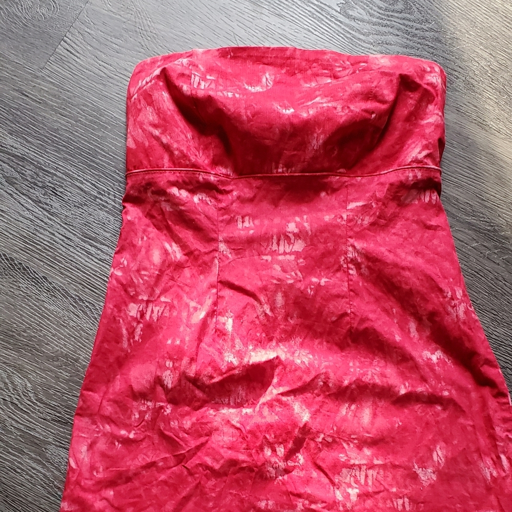 Tye dye Red, short strapless dress